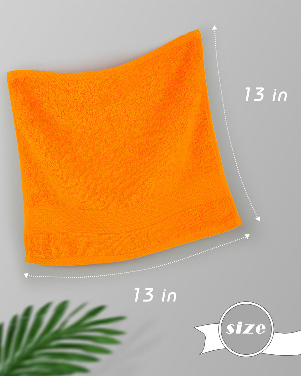 Cleanbear Washcloths Orange Face Cloths Set of 6 Bathroom