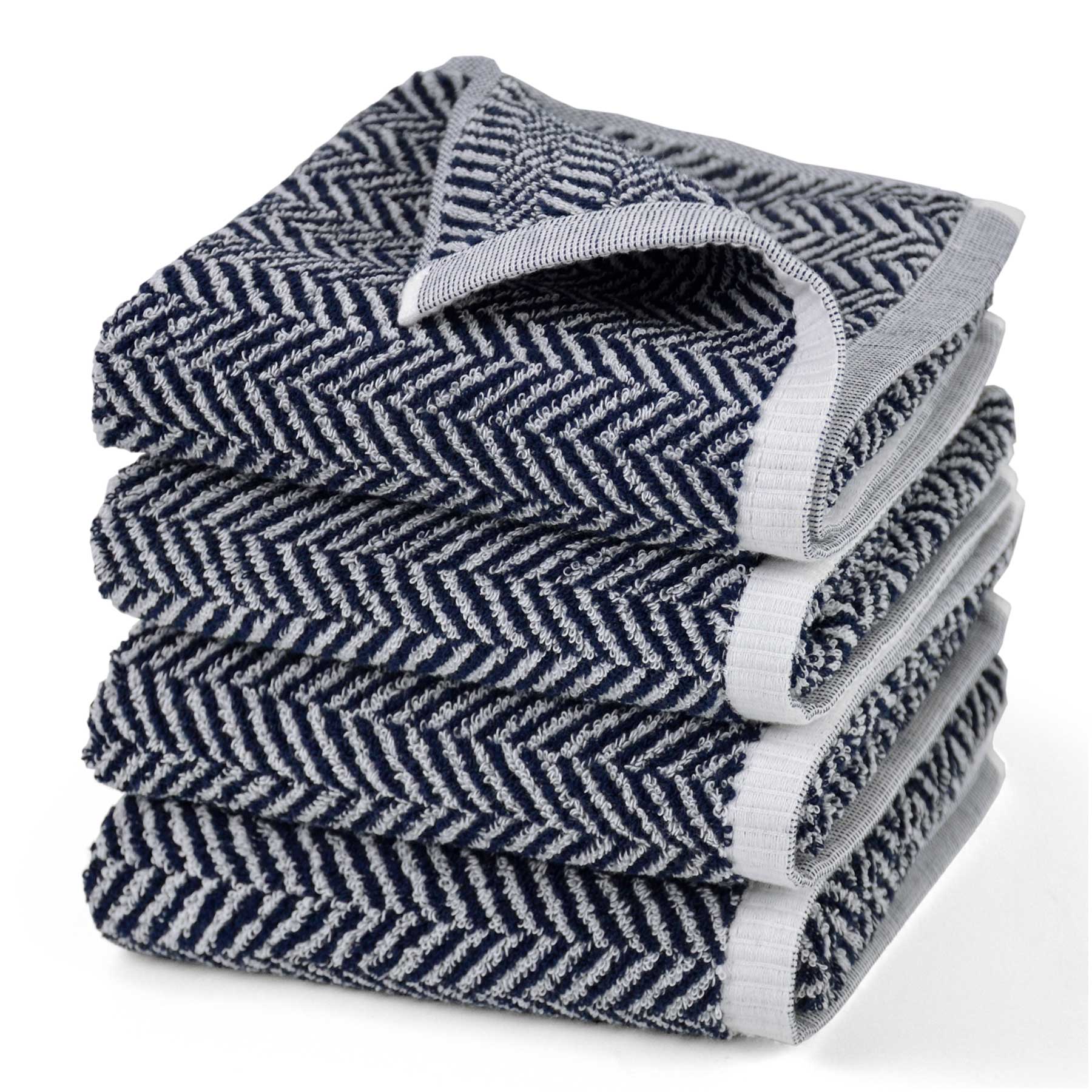 Hand Towels for Bathroom, 4-Pack Cotton Hand Towels with Herringbone Pattern, Ultra Absorbent, 13 x 28 Inches