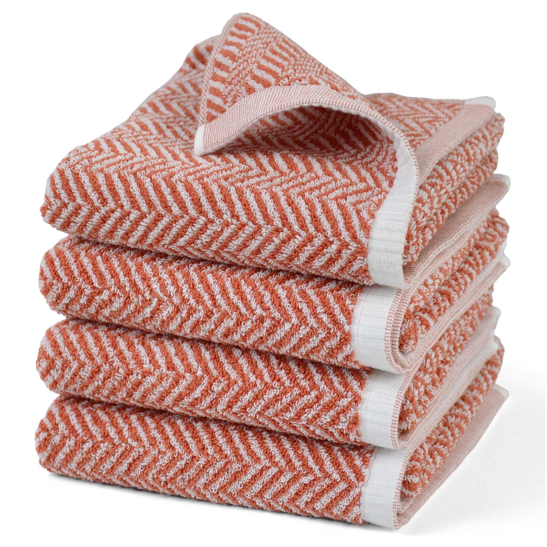 Hand Towels for Bathroom, 4-Pack Cotton Hand Towels with Herringbone Pattern, Ultra Absorbent, 13 x 28 Inches