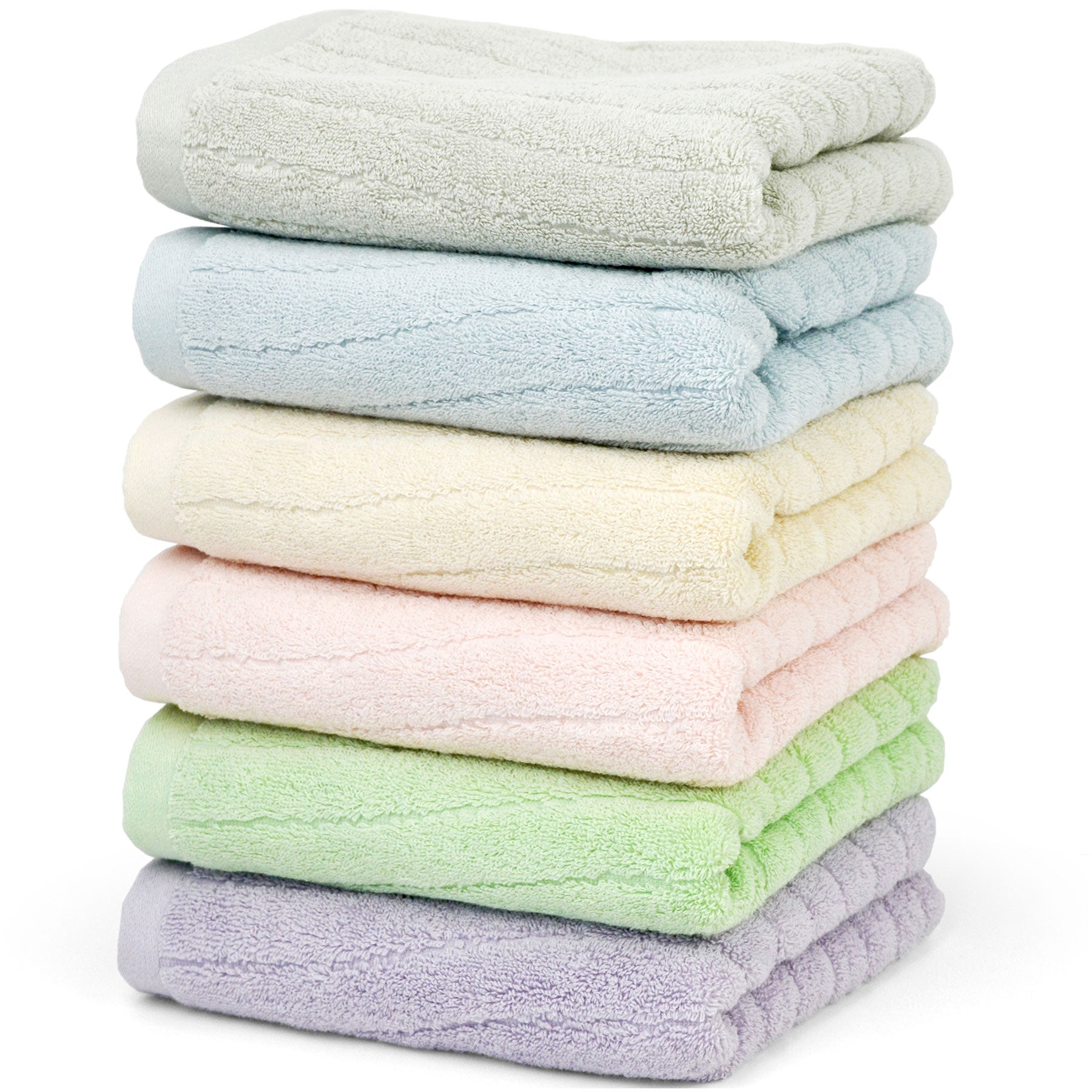 Cleanbear Assorted-Colors-Hand Towels-Set of 6, Wavy Line Design for Bathroom Decoration, Soft and Fluffy Bathroom Hand Towel, 29 x 13 Inches (New Arrival)