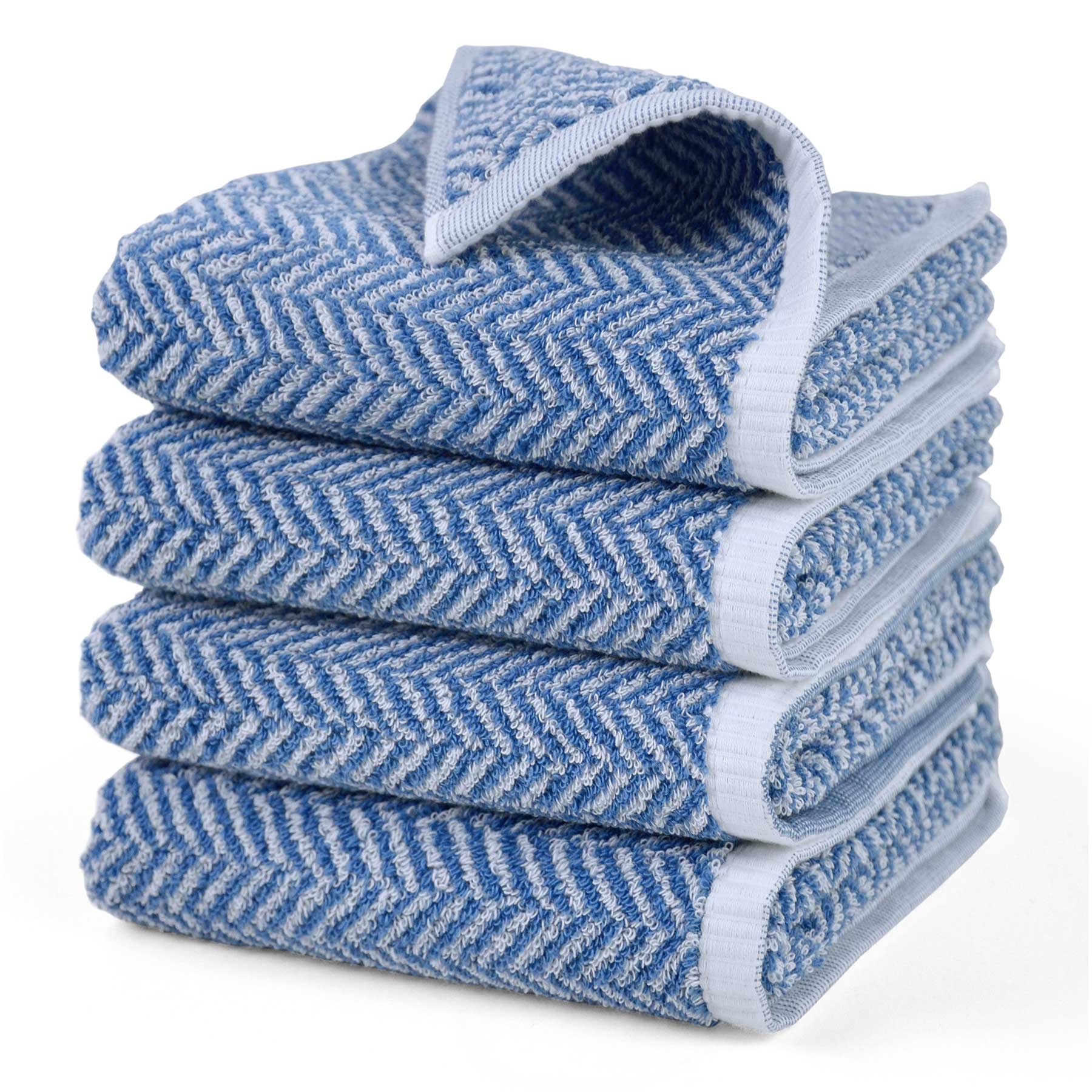 Hand Towels for Bathroom, 4-Pack Cotton Hand Towels with Herringbone Pattern, Ultra Absorbent, 13 x 28 Inches