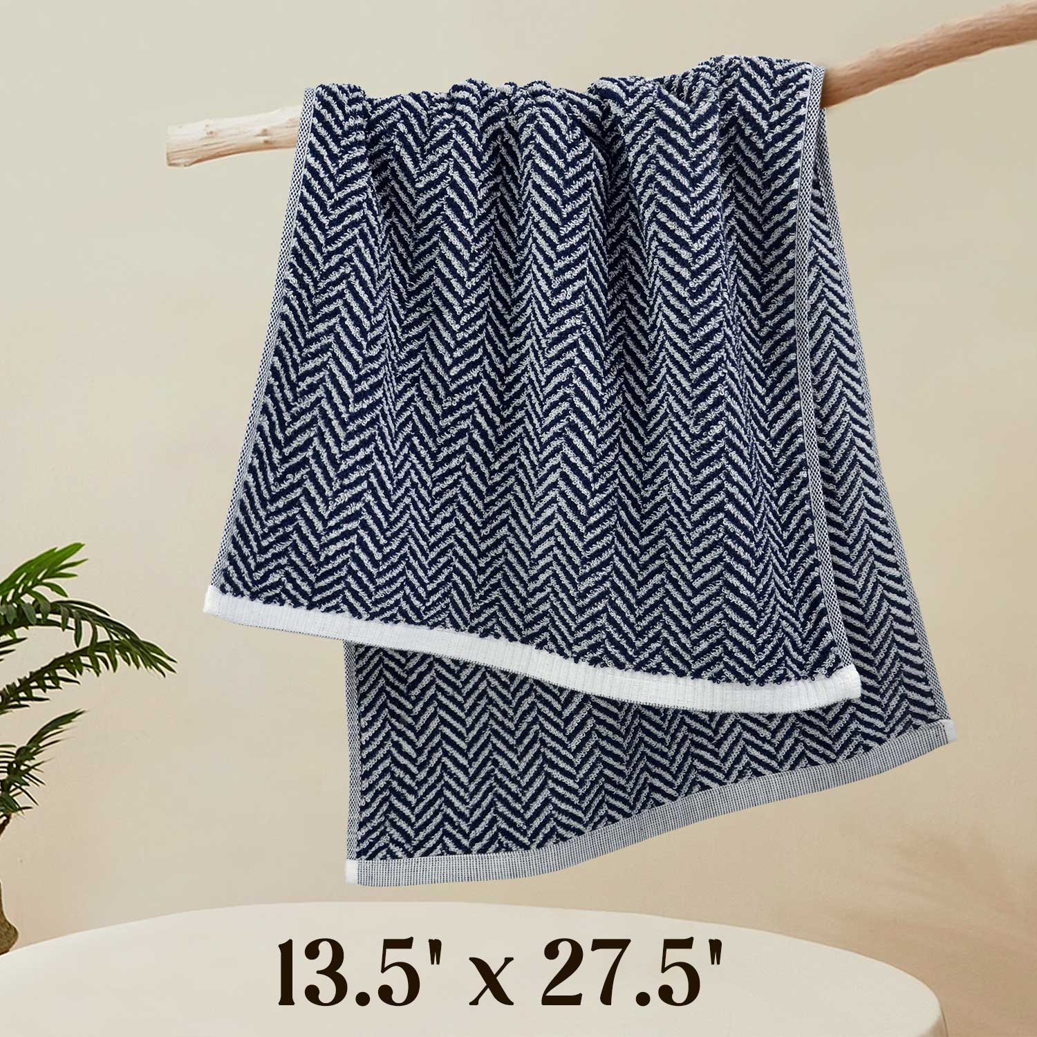 Hand Towels for Bathroom, 4-Pack Cotton Hand Towels with Herringbone Pattern, Ultra Absorbent, 13 x 28 Inches