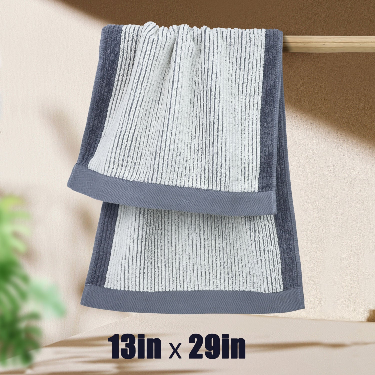 Cleanbear Hand Towels for Bathroom, Hand Towel Set of 4, Cotton Towels with Jacquard Weave Deign for Both Decoration and Daily Usage, 28 x 13 Inches