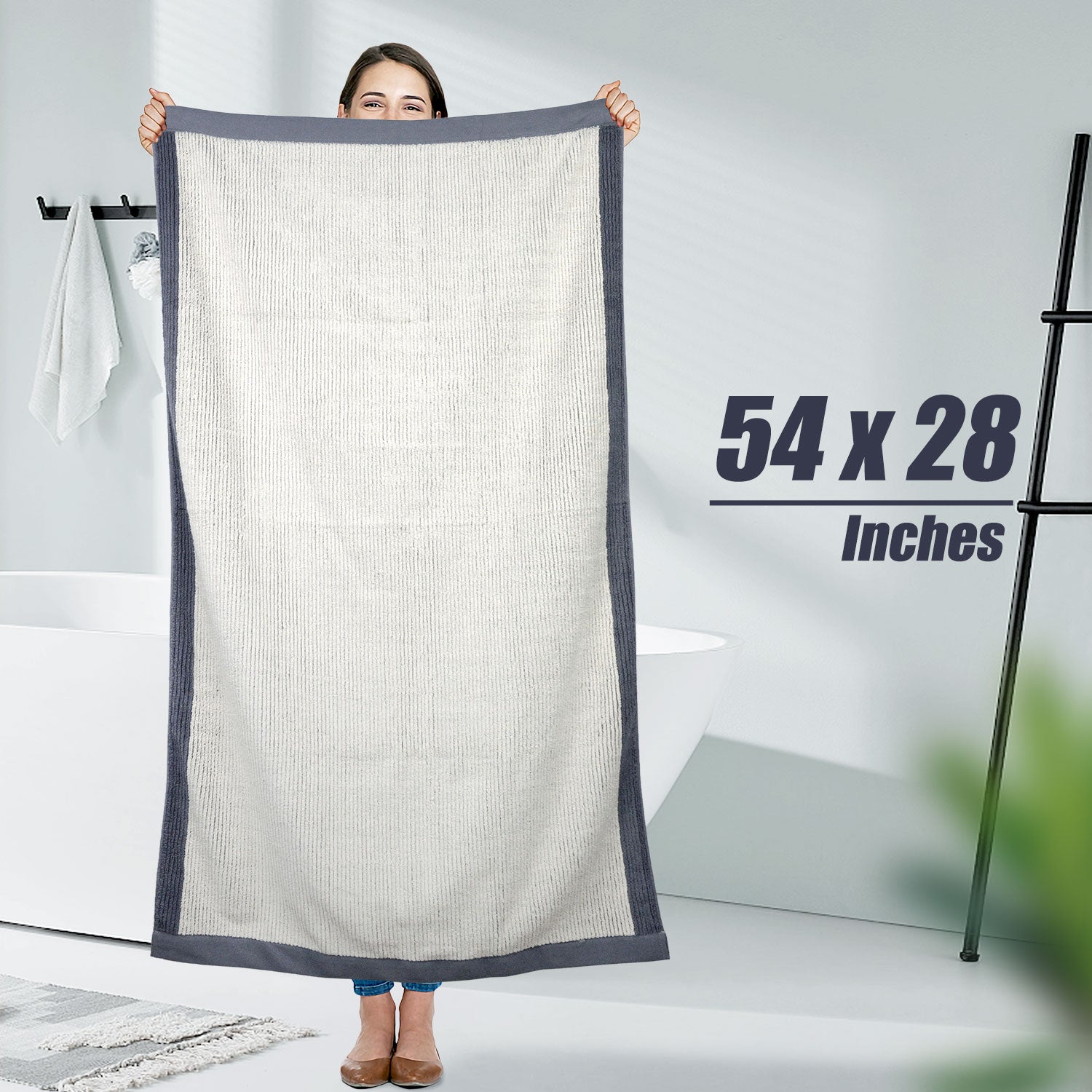 Cleanbear Shower Towel Soft Bath Towels for Bathroom, 2 Cotton Fluffy Towels (520 GSM), 54 x 28 Inches