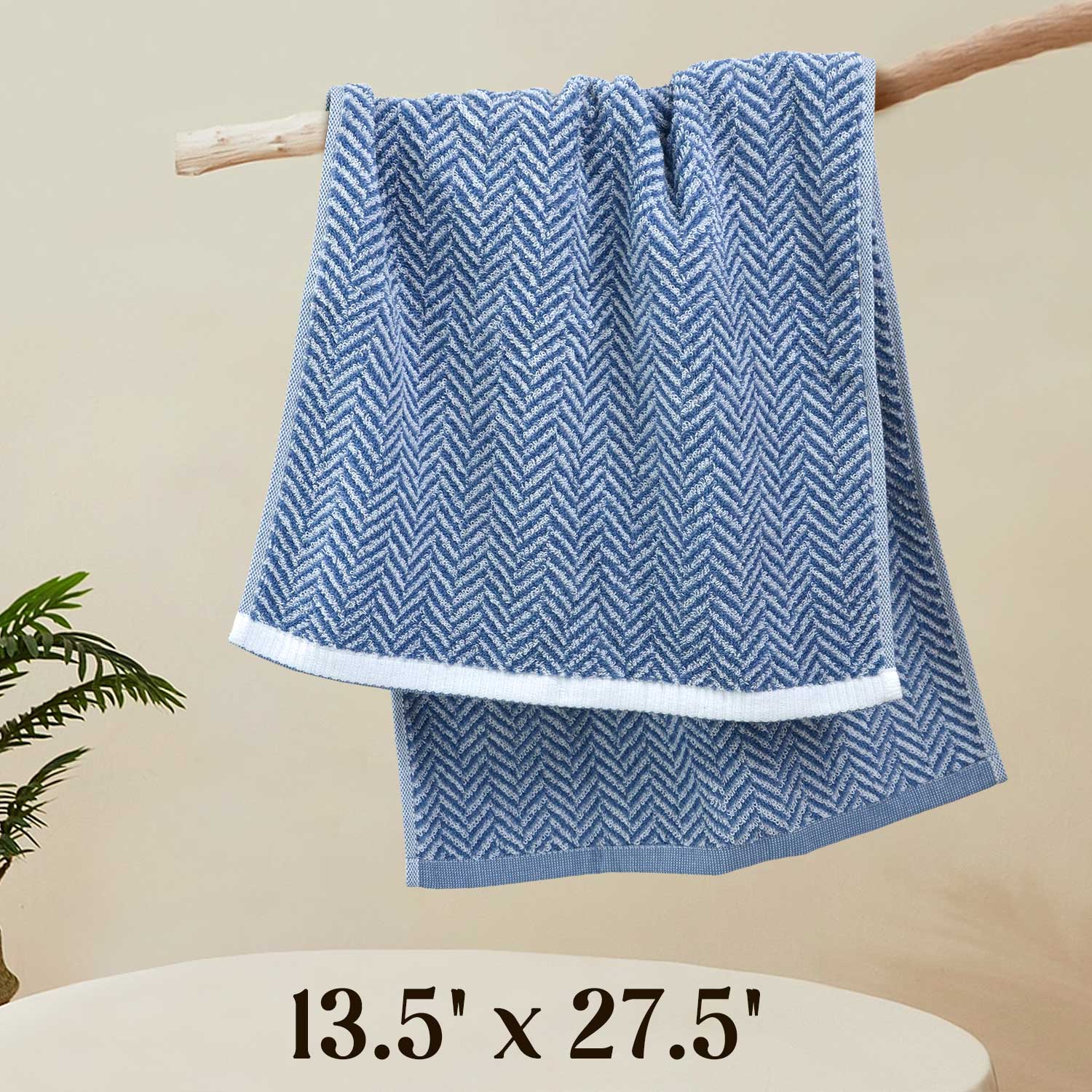 Hand Towels for Bathroom, 4-Pack Cotton Hand Towels with Herringbone Pattern, Ultra Absorbent, 13 x 28 Inches