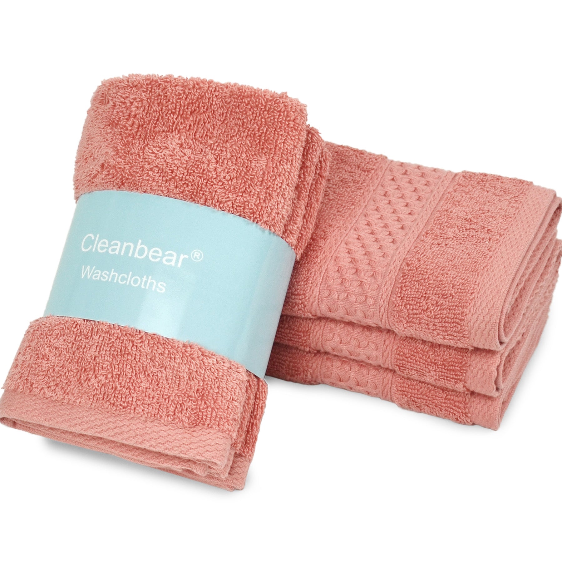 Cleanbear Ultra Soft Washcloths 6 Pack Cotton Face Cloths Wash Cloths Set - Large Bathroom WashCloth 13 x 13 Inches