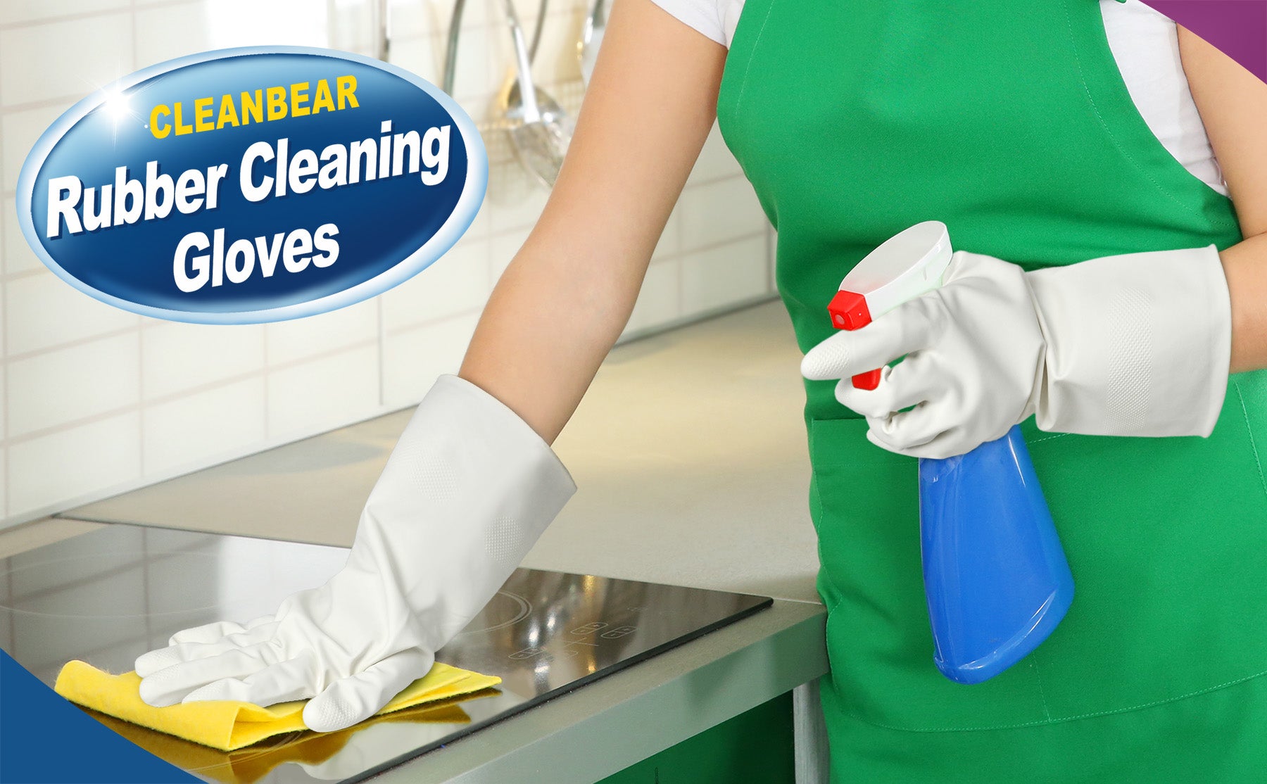 Cleanbear Household Cleaning Gloves Reusable Dish Washing Glove Set of 3 (2 Grey and 1 White）