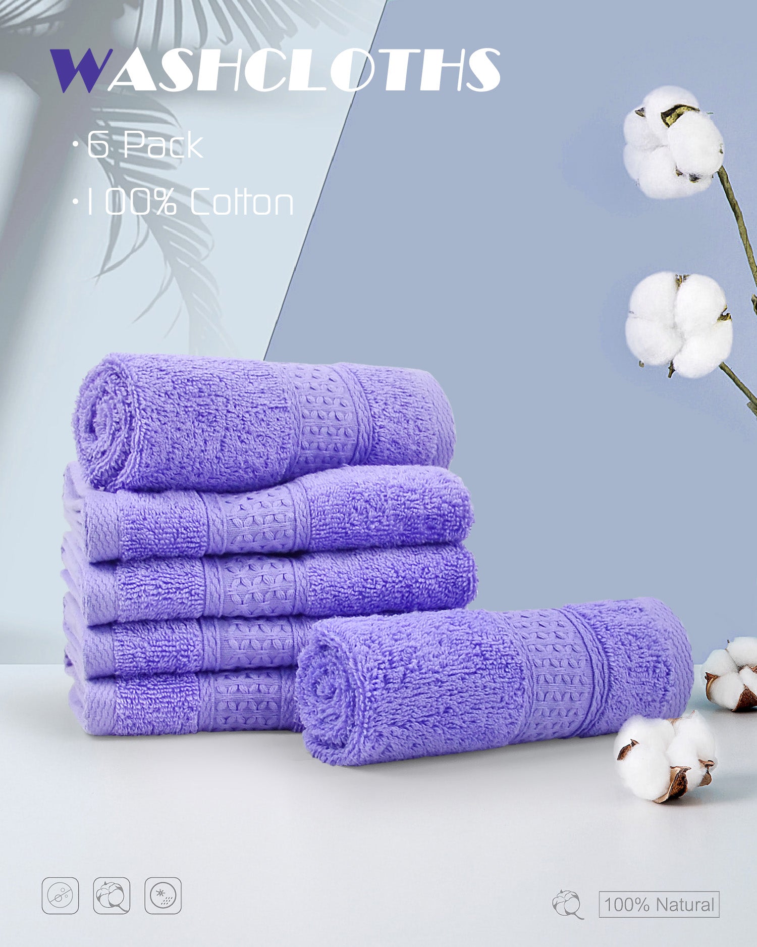  Cleanbear Hand Towel Face Towel Set,100% Cotton