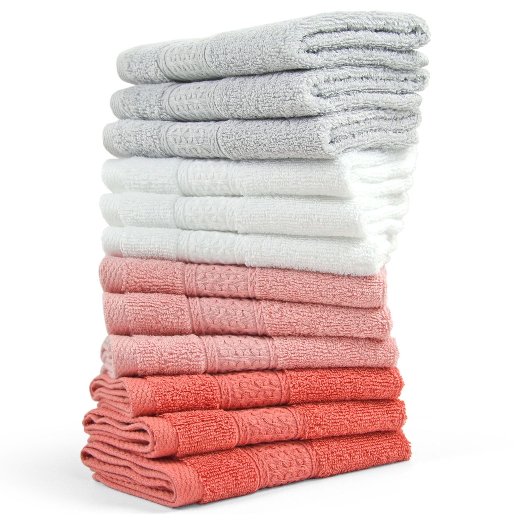 DecorRack 100% Cotton Wash Cloth, 12 x 12 inch Towels, Pastel Colors (10  Pack) 