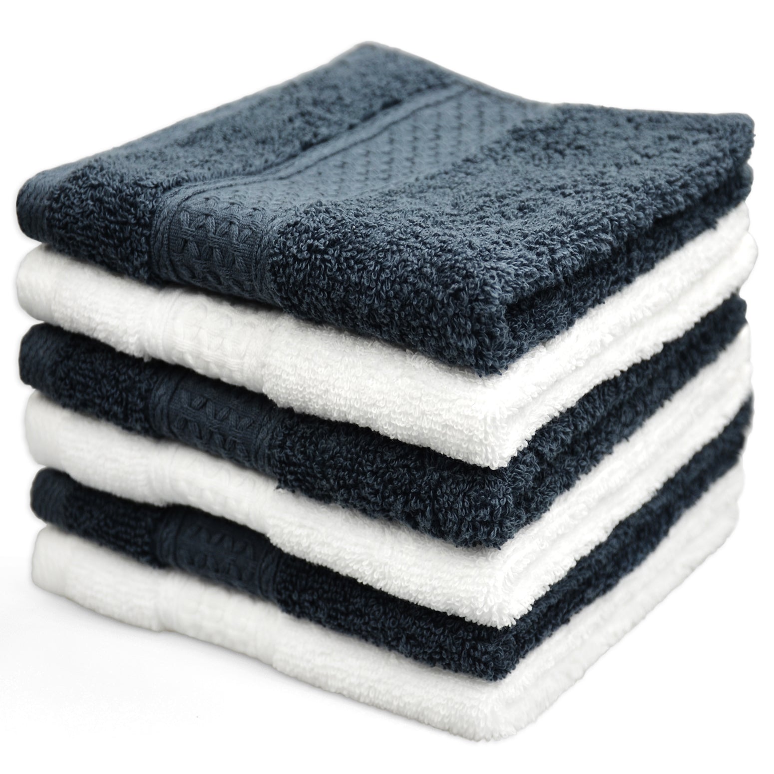 Cleanbear Ultra Soft Washcloths 6 Pack Cotton Face Cloths Wash Cloths Set - Large Bathroom WashCloth 13 x 13 Inches